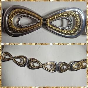 VTG 80s 90s Gold/Silver Tone Metal Stretchy Belt - 39" Long